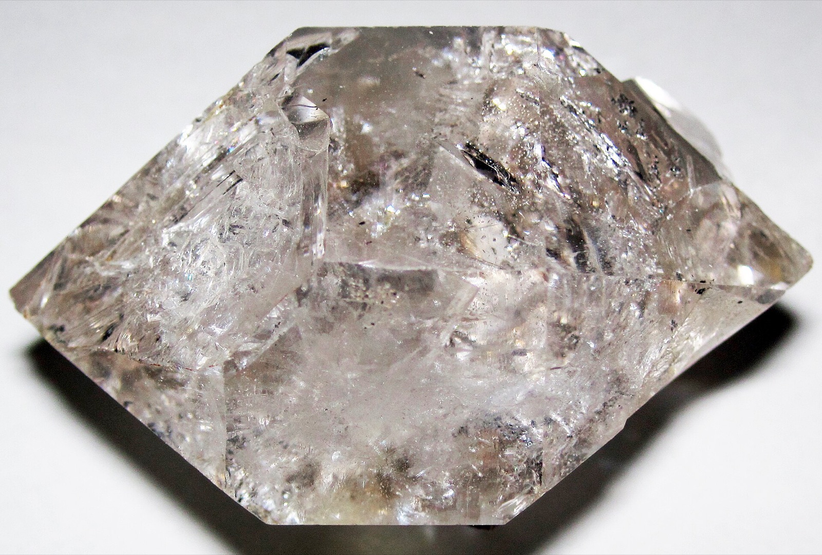Herkimer diamond with a natural point at both ends and bright untreated faces